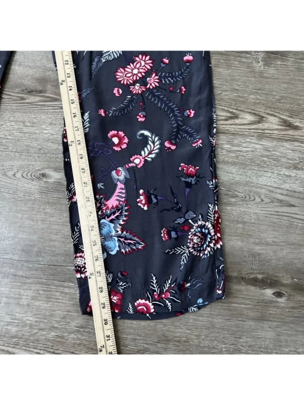 LOFT Drawstring Wide Leg Pants Purple Floral Full Length Womens Small